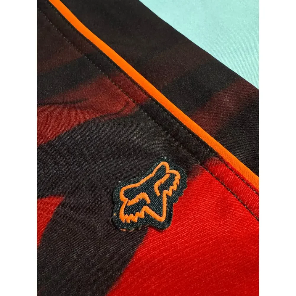 Fox Racing orange black tiger Board shorts size 36 polyester stretch blend
